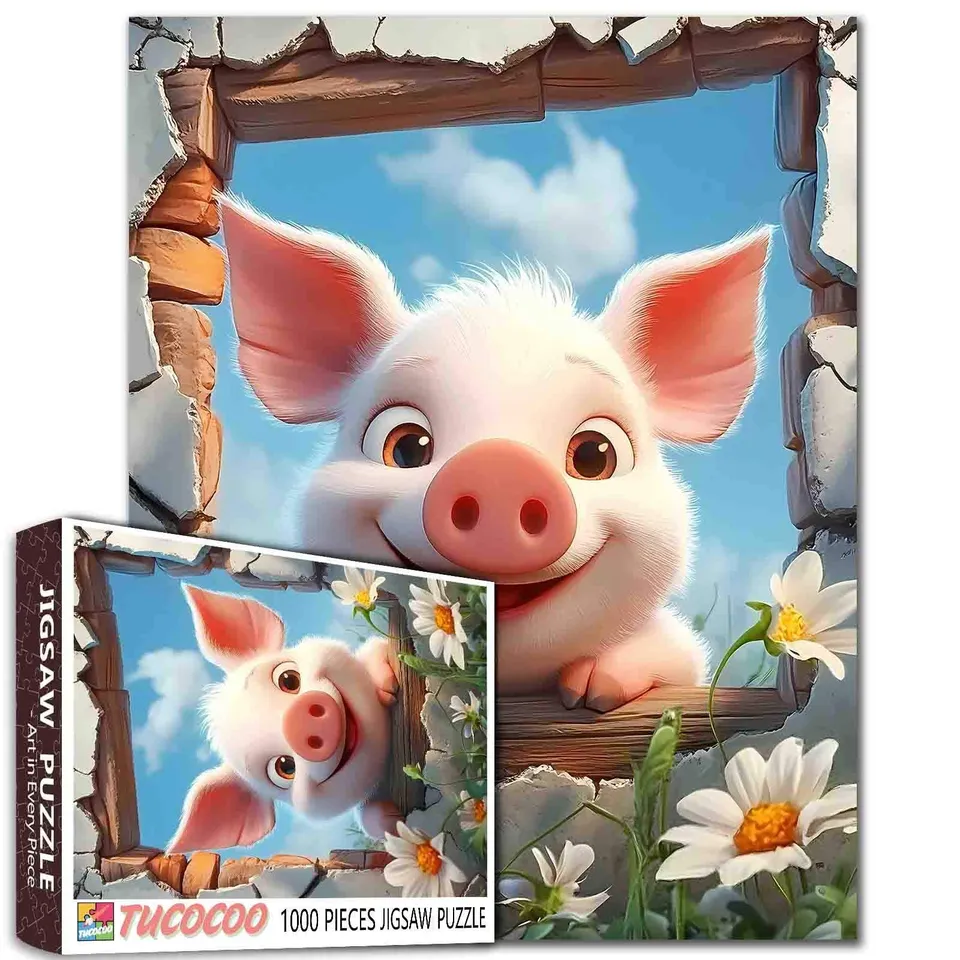 tucocoo-cheerful-piglet-farm-puzzle-1000-teile-ferkel image 1