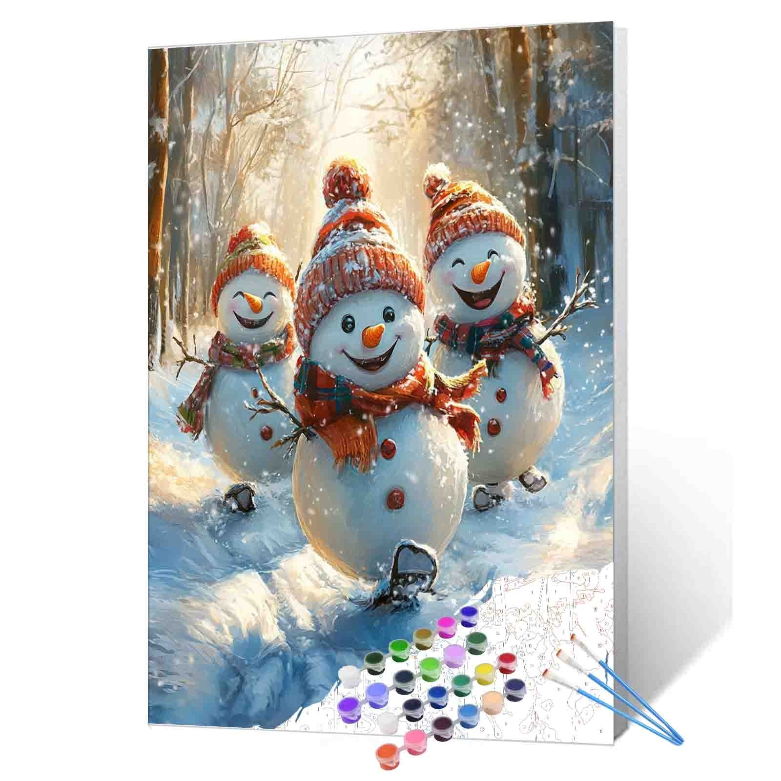 tucocoo-skating-snowman-trio-malen-nach-zahlen-40x50-ohne-rahmen image 1