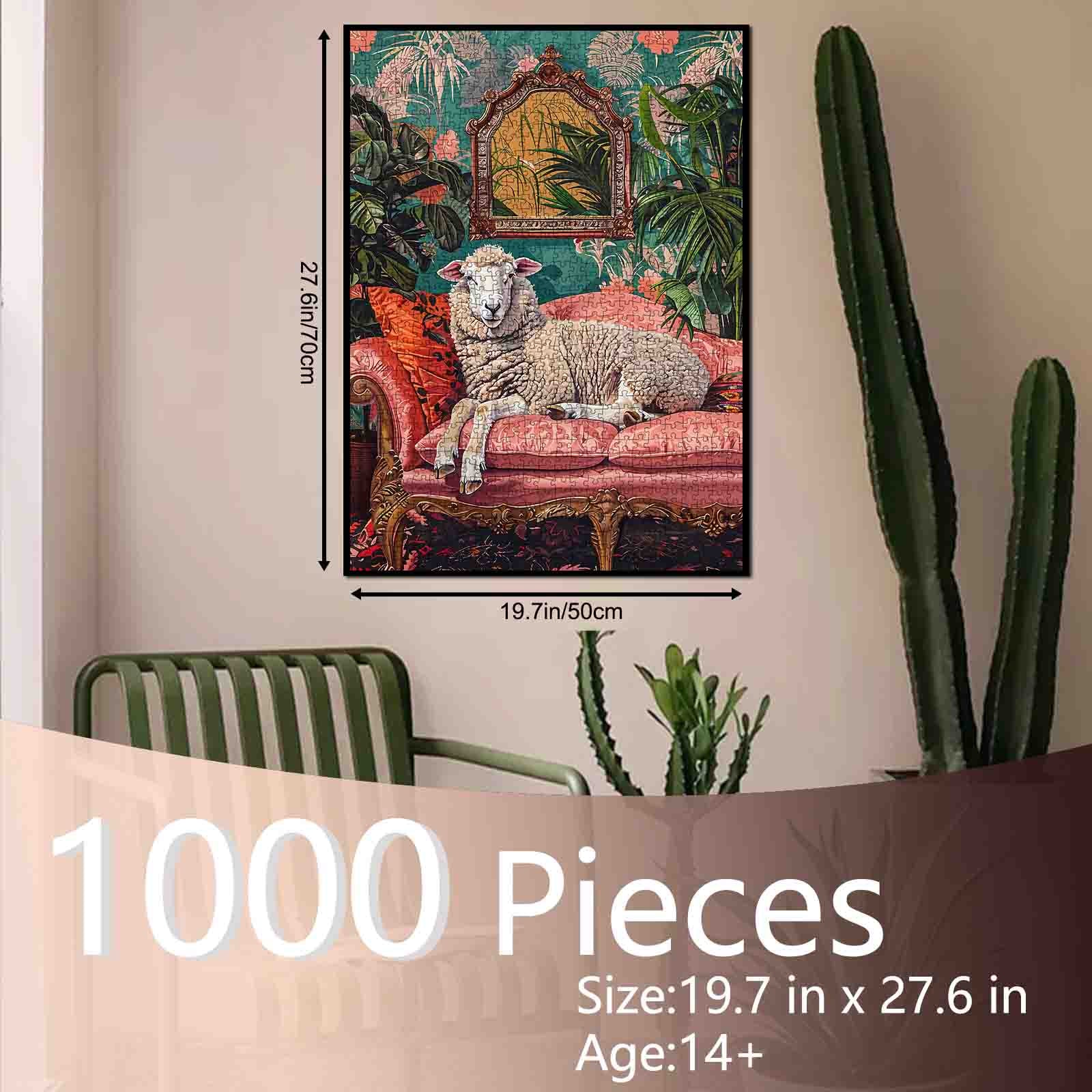tucocoo-elegant-sheep-tropical-lounge-puzzle-1000-teile-tiere image 5
