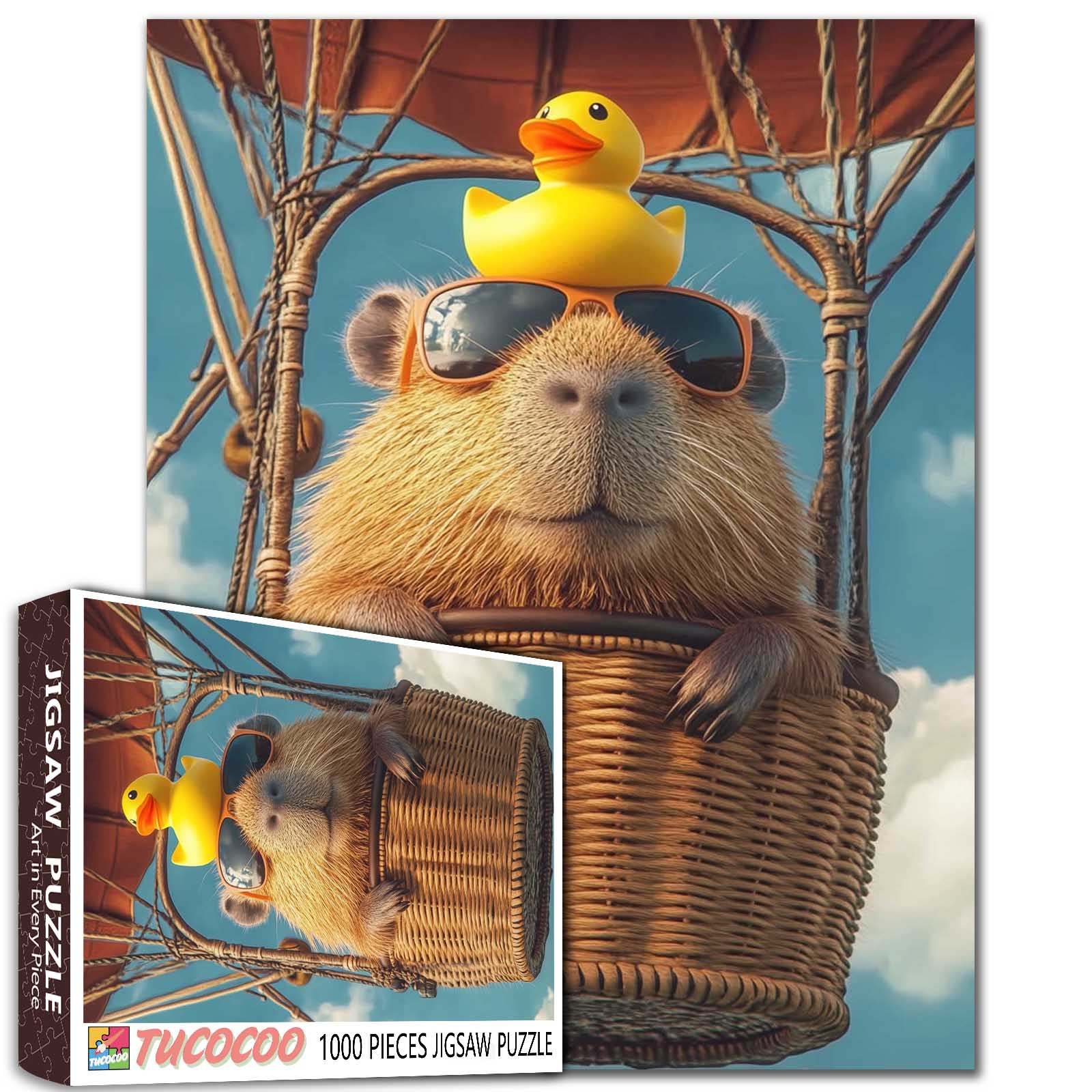 tucocoo-capybara-in-hot-air-balloon-puzzle-1000-teile-tiere image 1