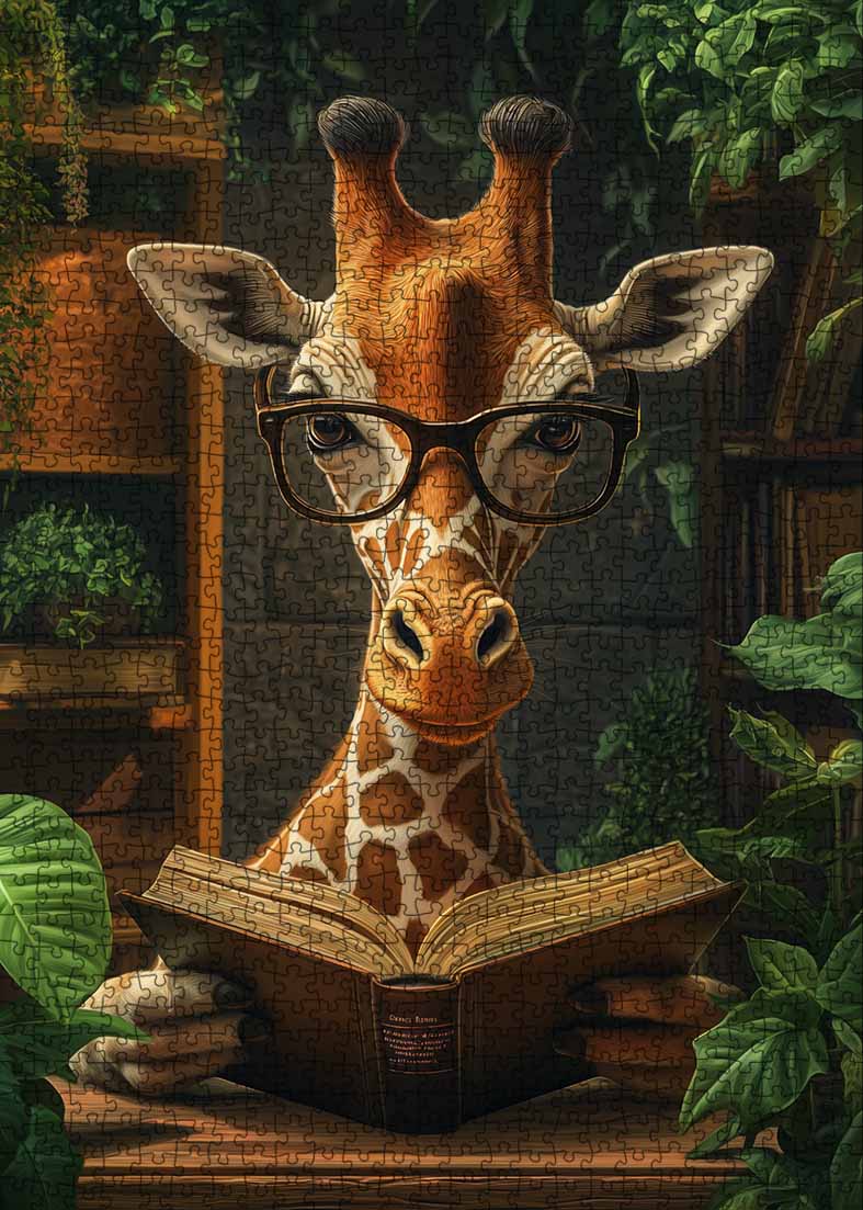 tucocoo-giraffe-reading-book-puzzle-1000-teile-bibliothek image 2