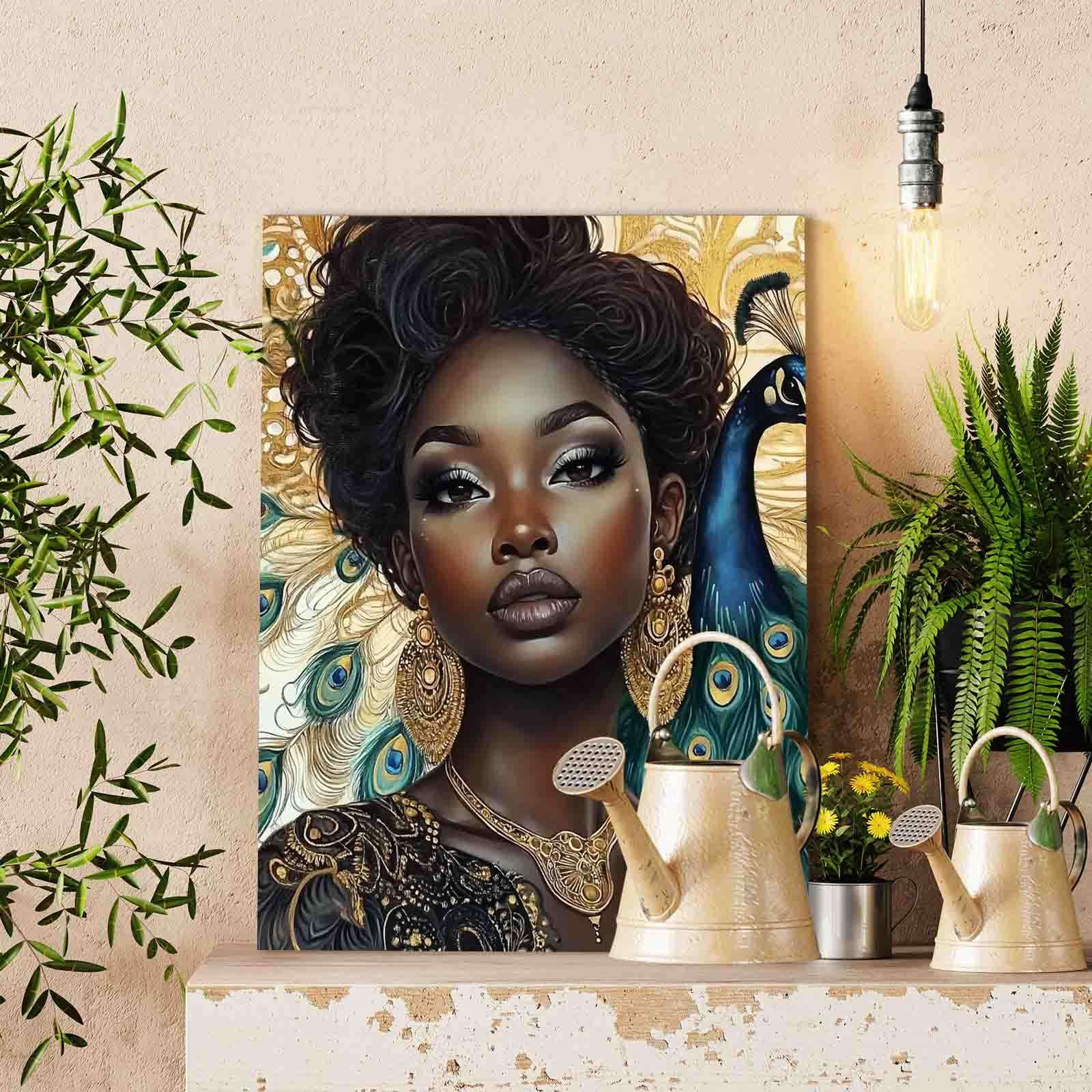 tucocoo-paint-by-numbers-peacock-queen-in-gold-malset-40x50 image 2