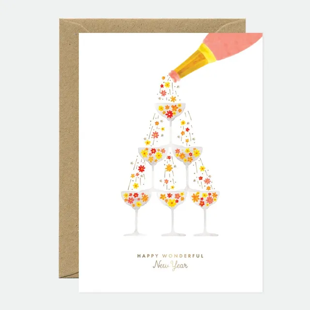 all-the-ways-to-say-flower-champagne-neujahrskarte-goldfolie-a6 image 1