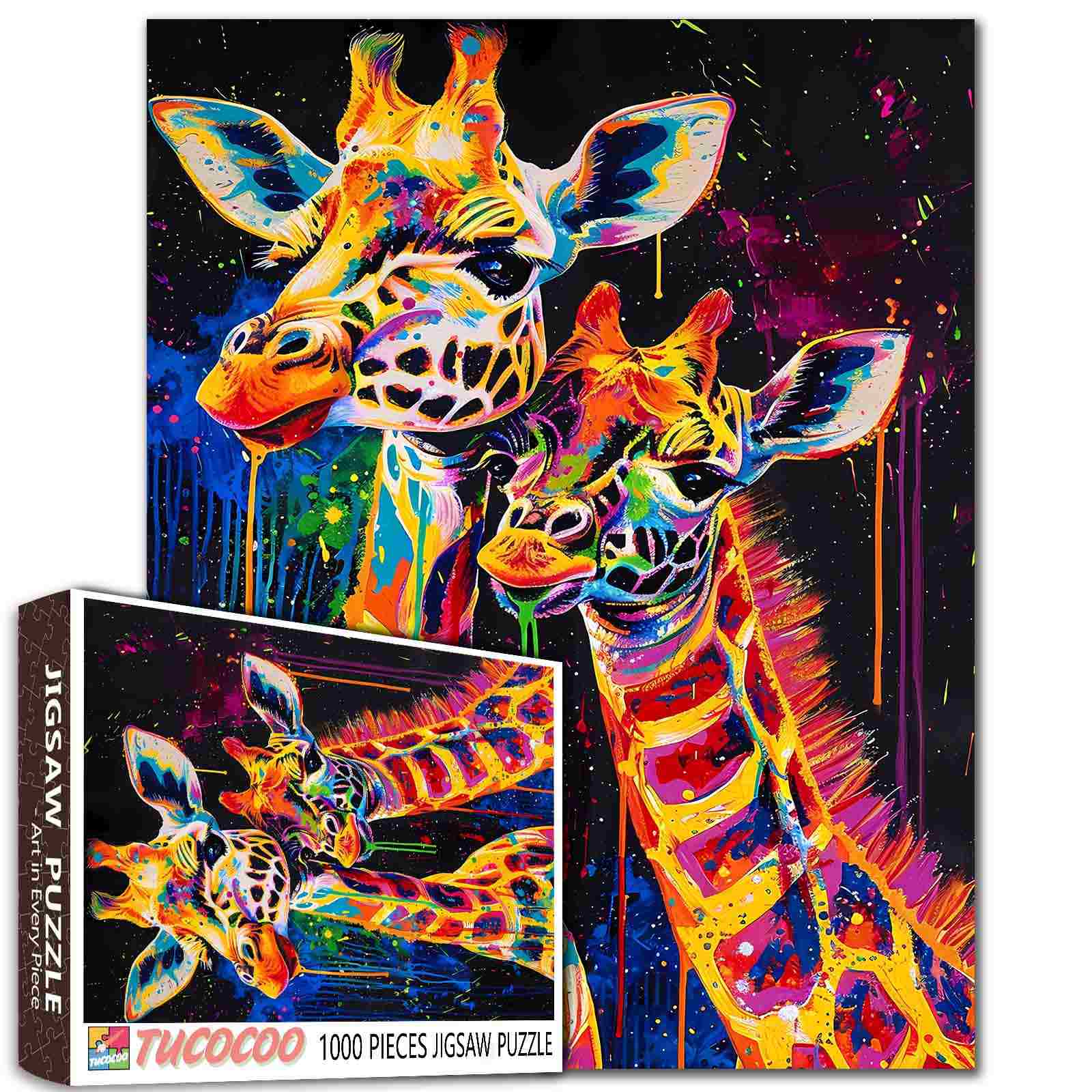 tucocoo-jigsaw-puzzles-colorful-giraffes-puzzle-1000-teile-tiere image 1