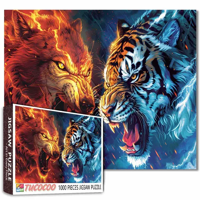 tucocoo-fire-and-ice-puzzle-1000-teile-wolf-tiger image 1