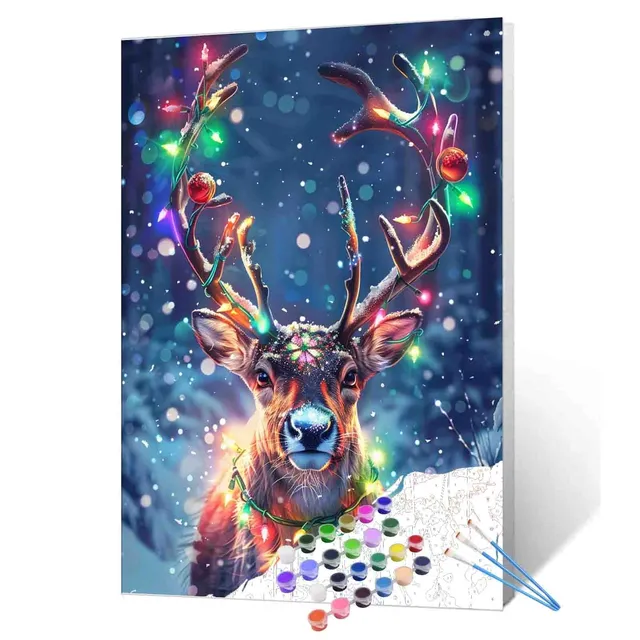 tucocoo-paint-by-numbers-christmas-deer-lights-bild-40x50-hirsch image 1