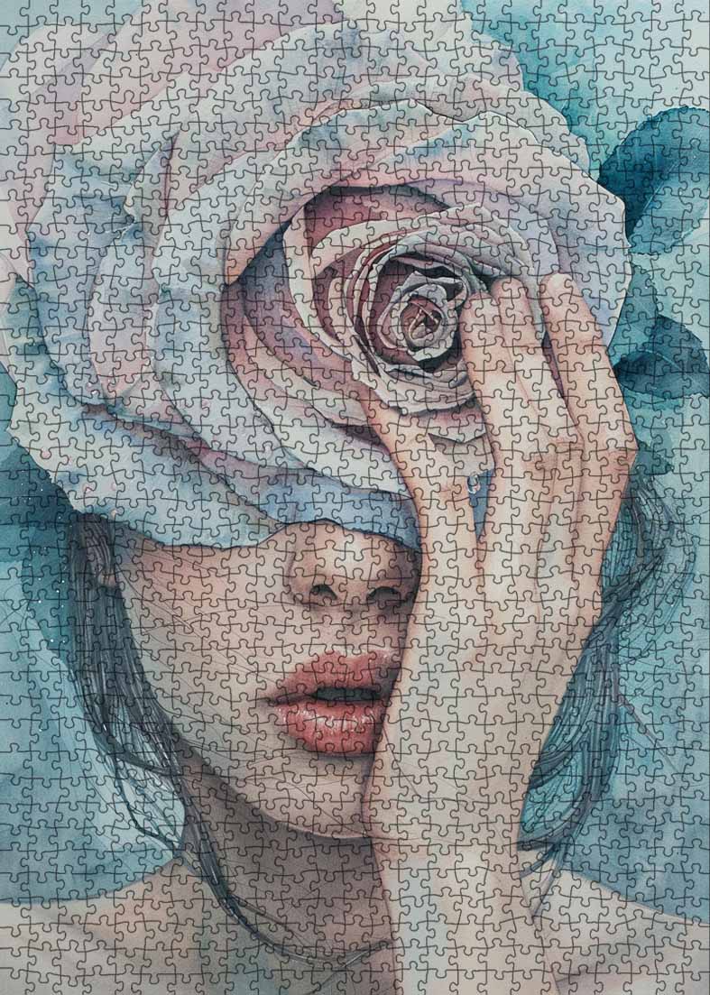 tucocoo-rose-enigma-puzzle-1000-teile-frau-mit-rose image 2