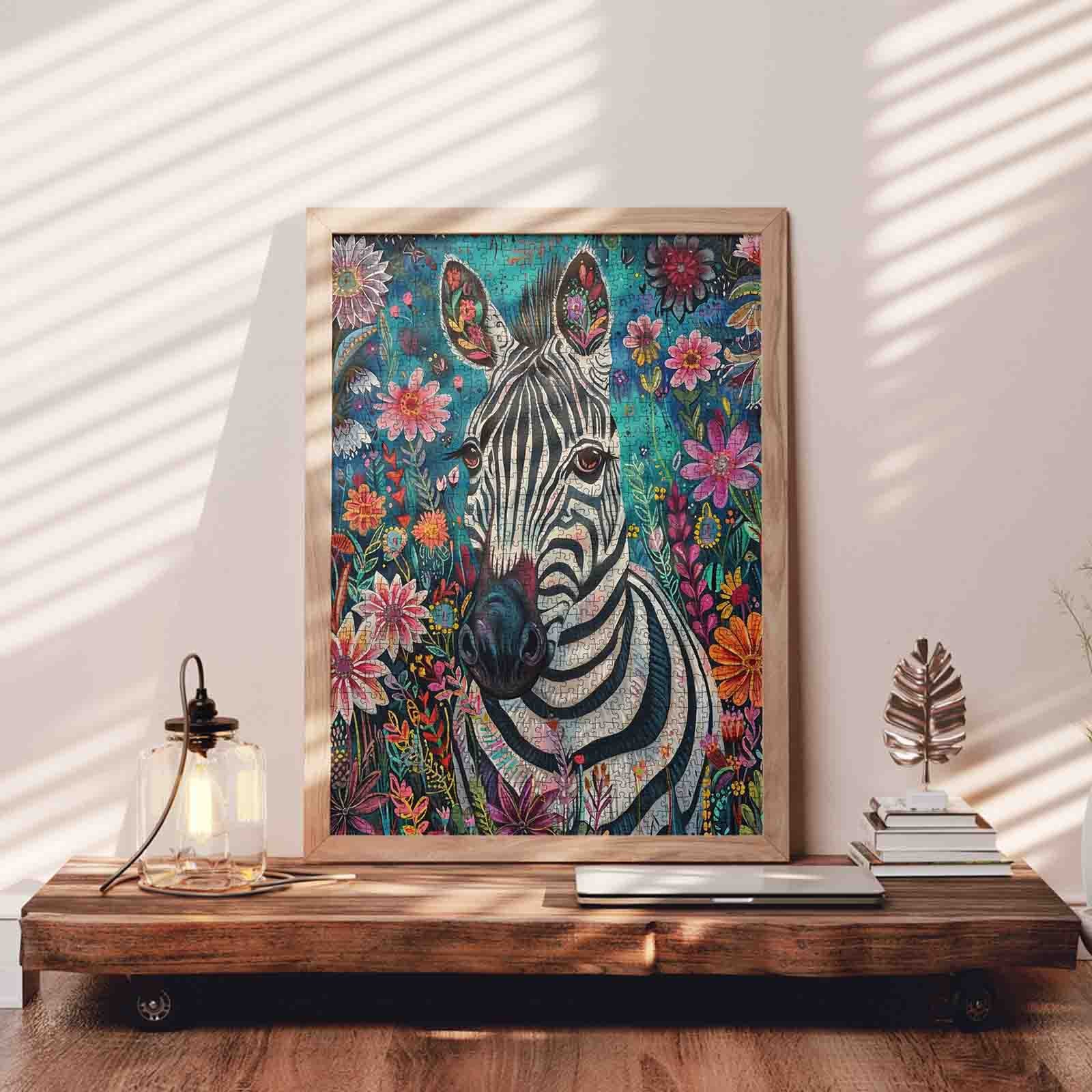 tucocoo-jigsaw-puzzles-floral-zebra-portrait-puzzle-1000-teile-tiere image 3