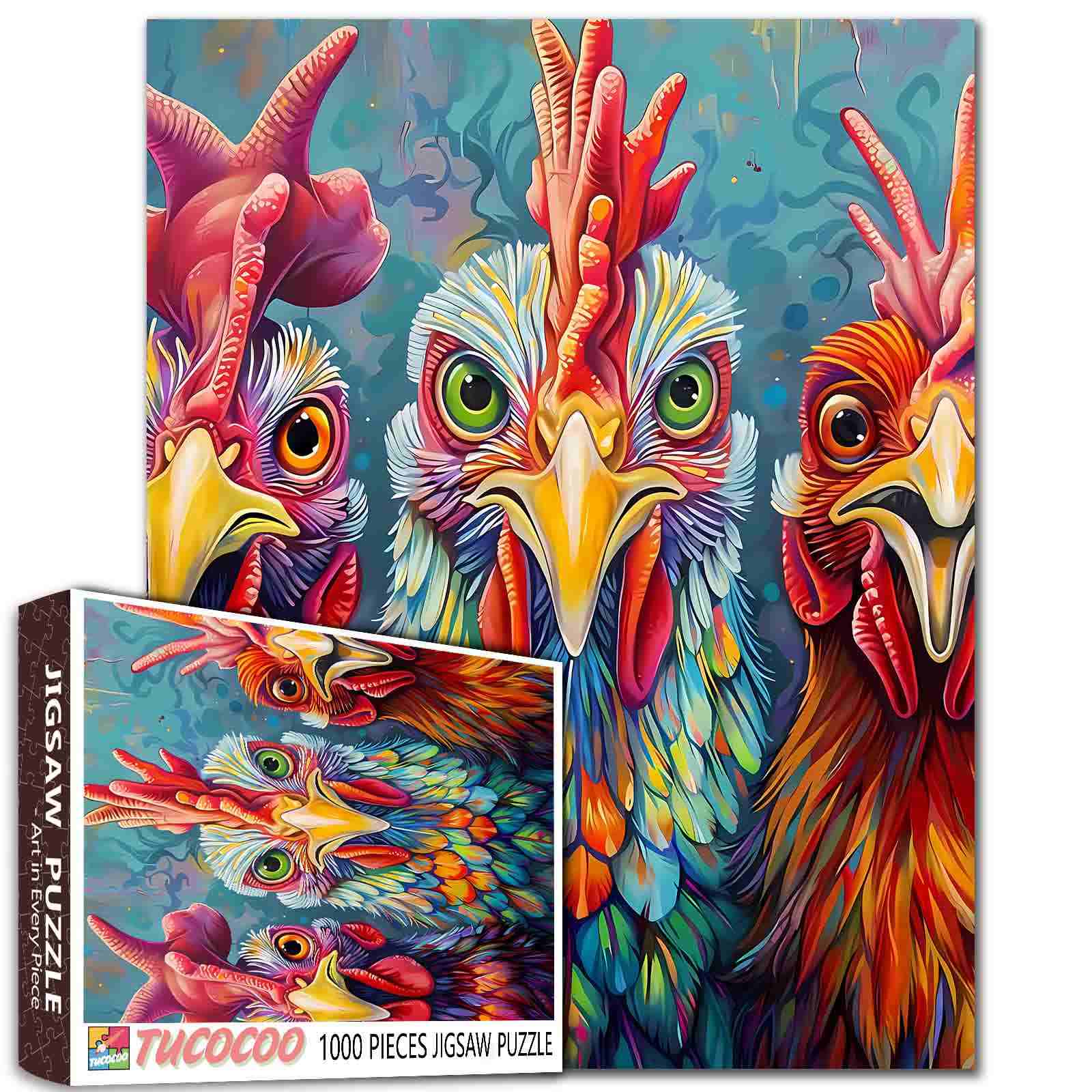 tucocoo-3-colorful-rooster-puzzle-1000-teile-h-hne image 1