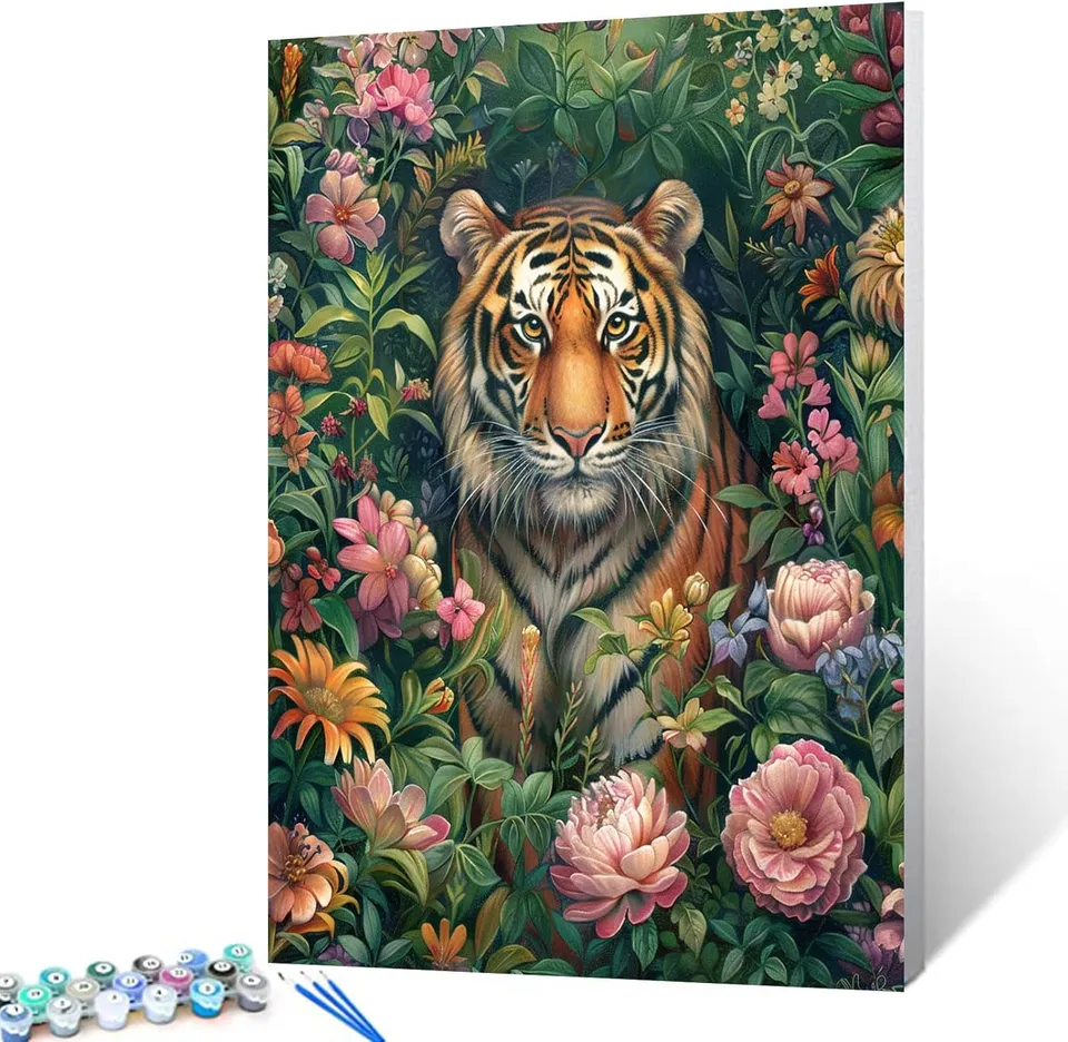 tucocoo-floral-tiger-malen-nach-zahlen-40x50cm-ohne-rahmen image 1