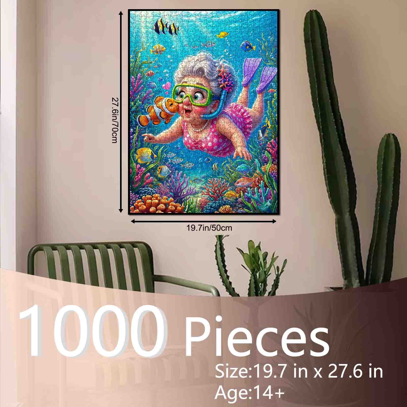 tucocoo-grandma-snorkeling-coral-reef-puzzle-1000-teile-meer image 5