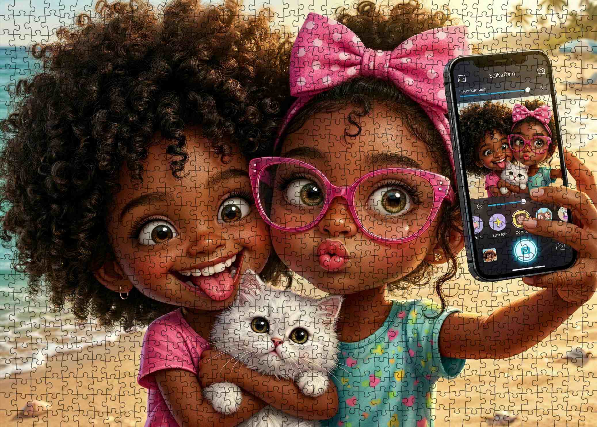 tucocoo-jigsaw-puzzles-cute-girls-kitty-selfie-puzzle-1000-teile image 2