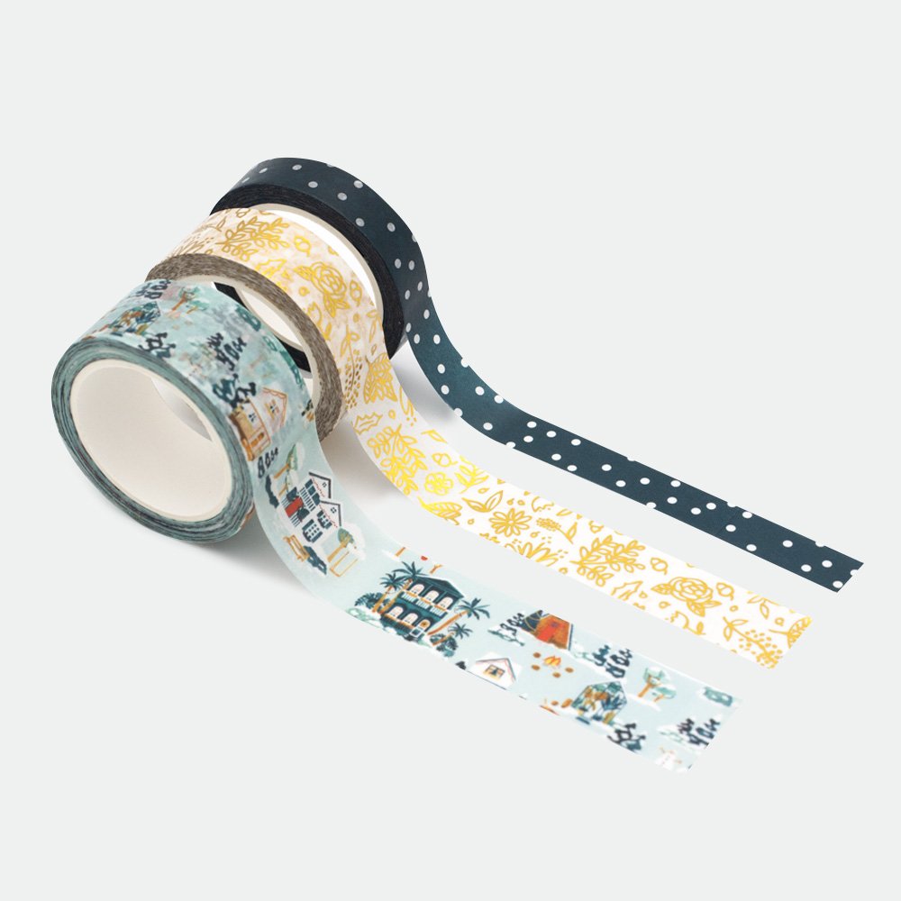 all-the-ways-to-say-snowy-houses-washi-tape-3er-set-gold image 1
