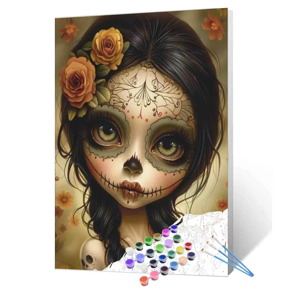 tucocoo-mystic-sugar-skull-girl-malen-nach-zahlen-ohne-rahmen image 1