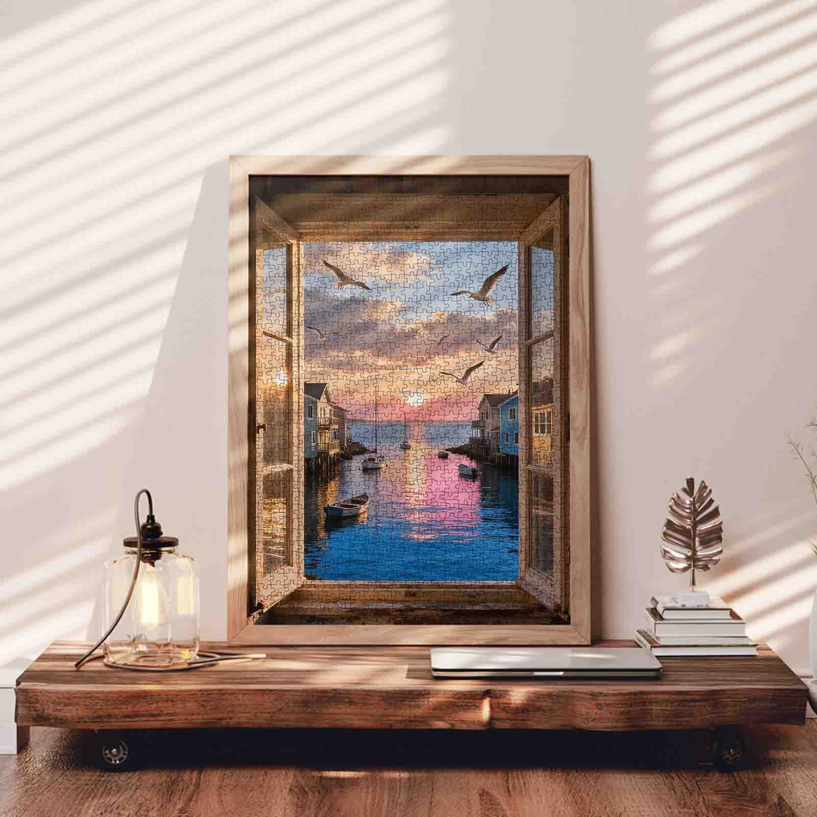 tucocoo-jigsaw-seaside-sunset-window-view-puzzle-1000-teile-meer image 3