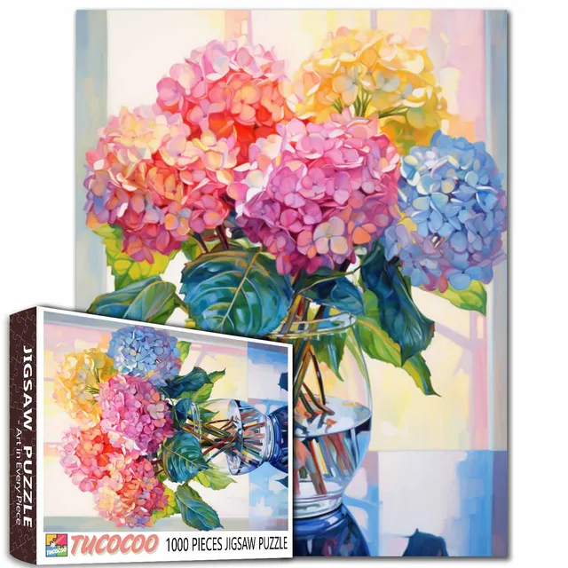 tucocoo-colorful-hydrangeas-in-vase-puzzle-1000-teile-blumen image 1
