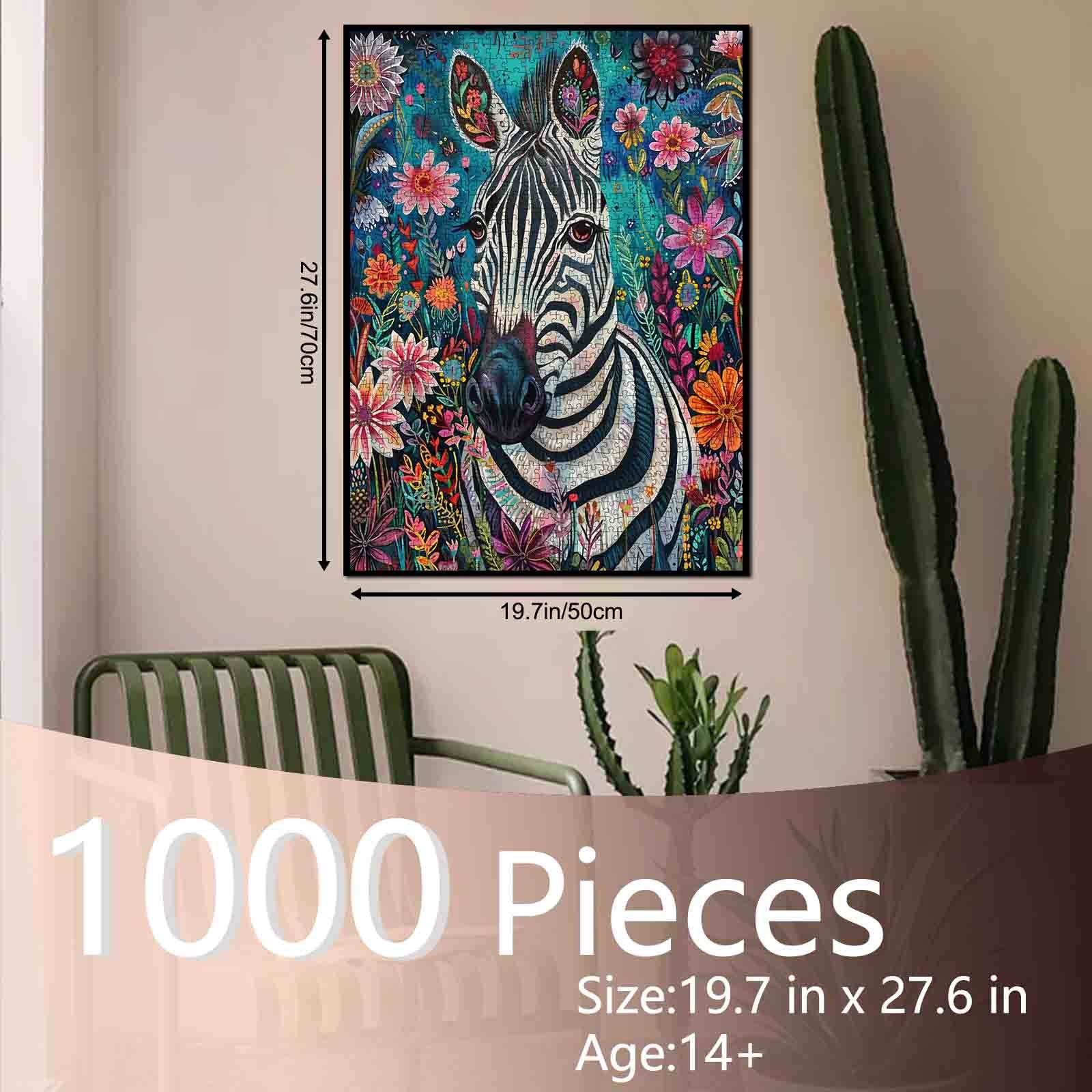 tucocoo-jigsaw-puzzles-floral-zebra-portrait-puzzle-1000-teile-tiere image 5