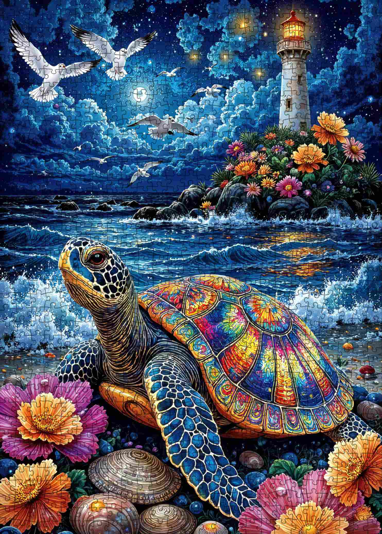 tucocoo-moonlit-sea-turtle-lighthouse-puzzle-1000-teile image 2