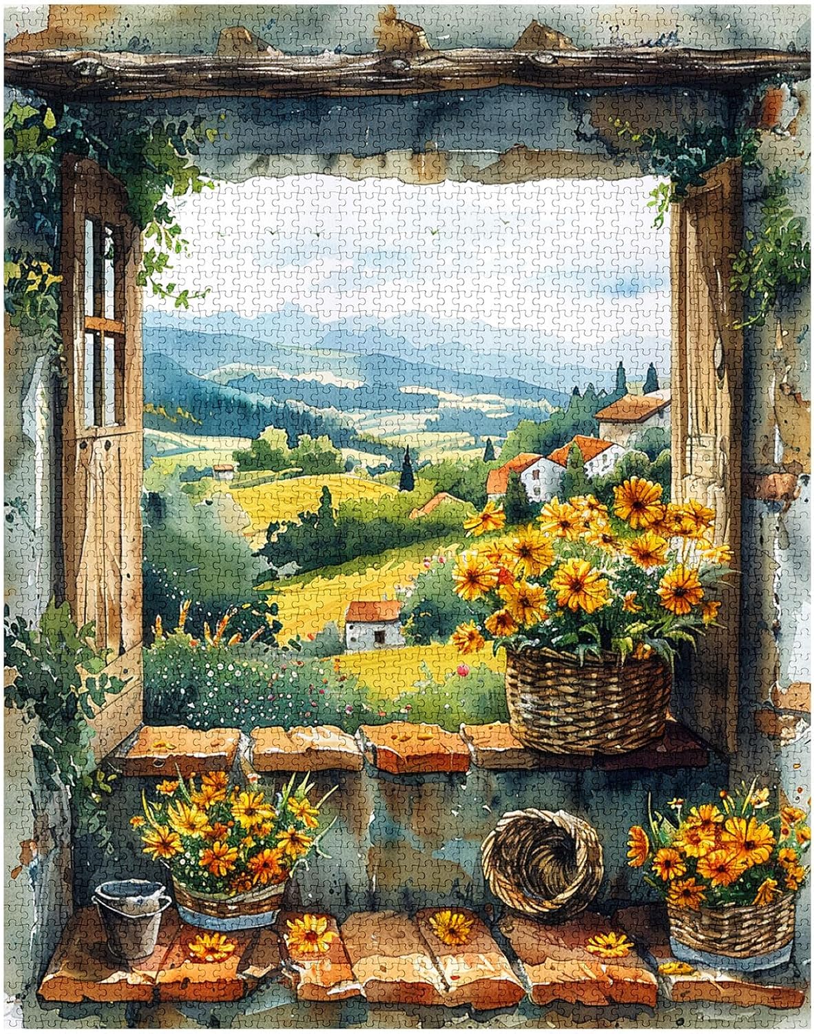 tucocoo-jigsaw-puzzles-country-window-flower-basket-puzzle-1000 image 2