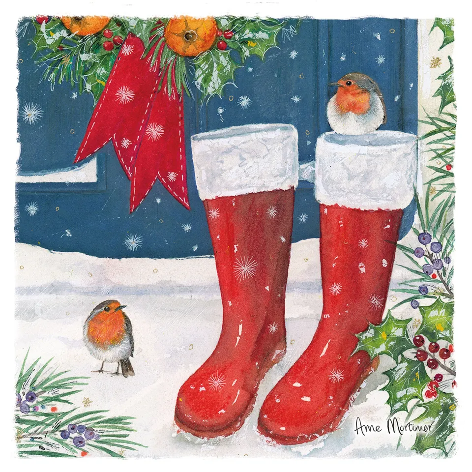 otter-house-snowy-boots-weihnachtskarten-rotkehlchen-set image 1