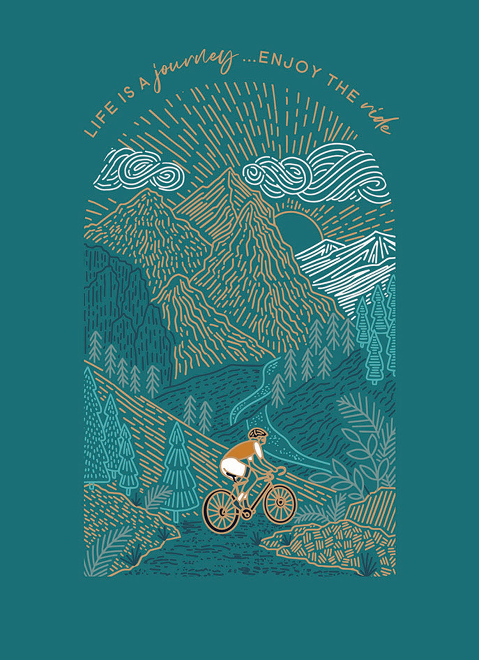 otter-house-elliott-cyclist-geburtstagskarte-fahrrad-goldfolie image 1