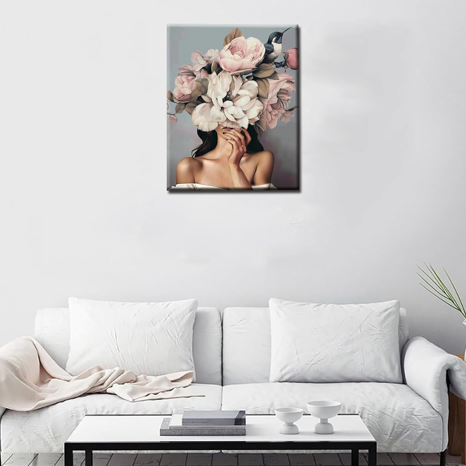 tucocoo-lady-with-pink-flower-and-bird-malen-nach-zahlen-40x50 image 3