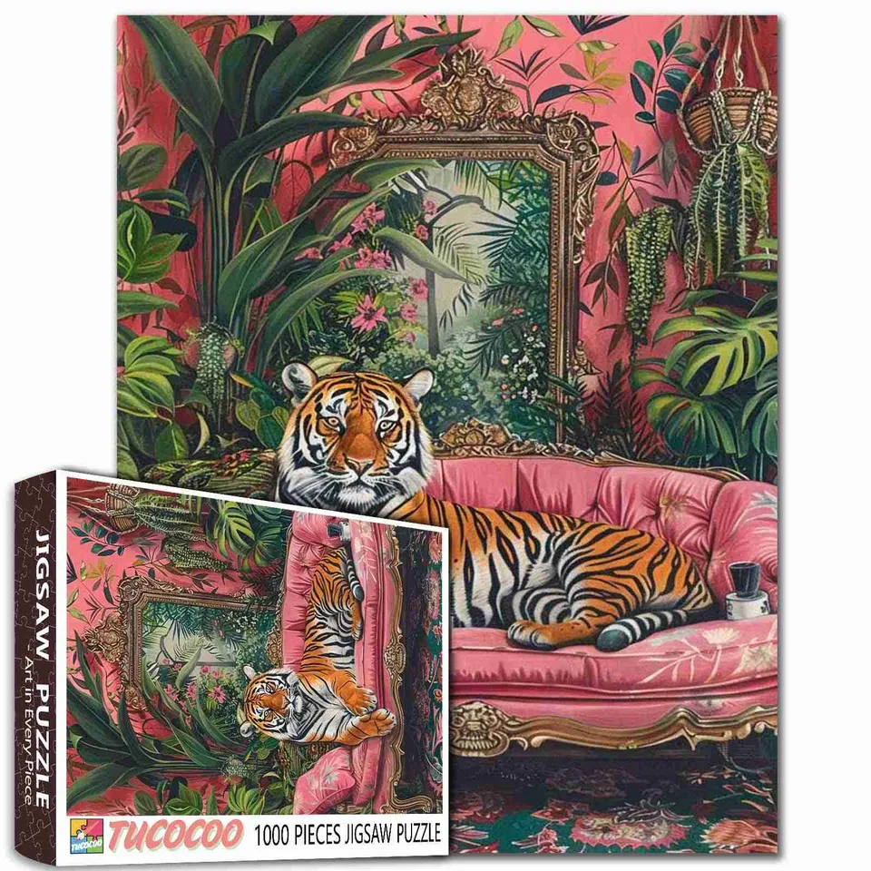 tucocoo-tiger-auf-samtsofa-puzzle-1000-teile-tiermotiv image 1
