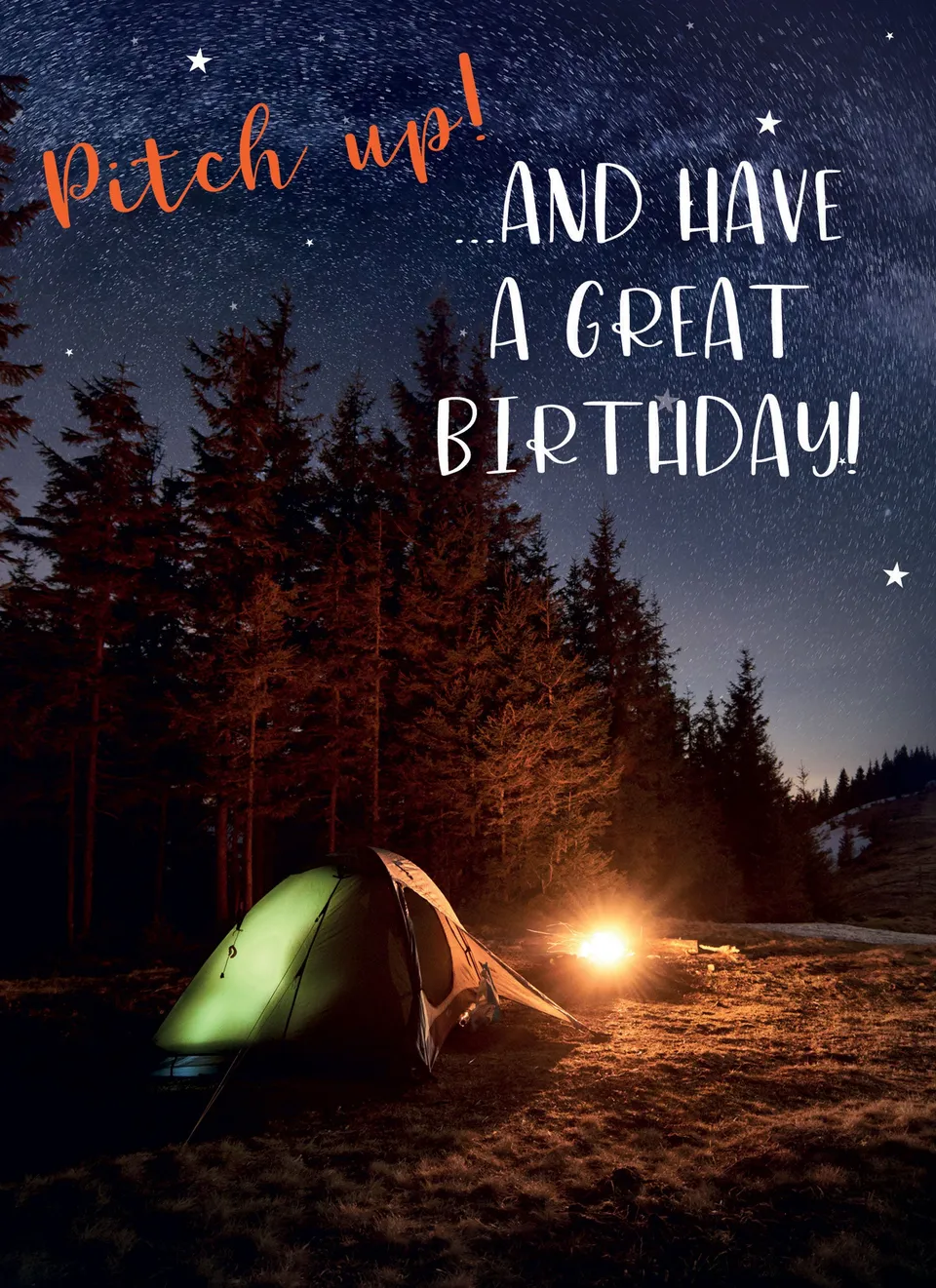otter-house-first-class-male-camping-under-the-stars-geburtstagskarte image 1