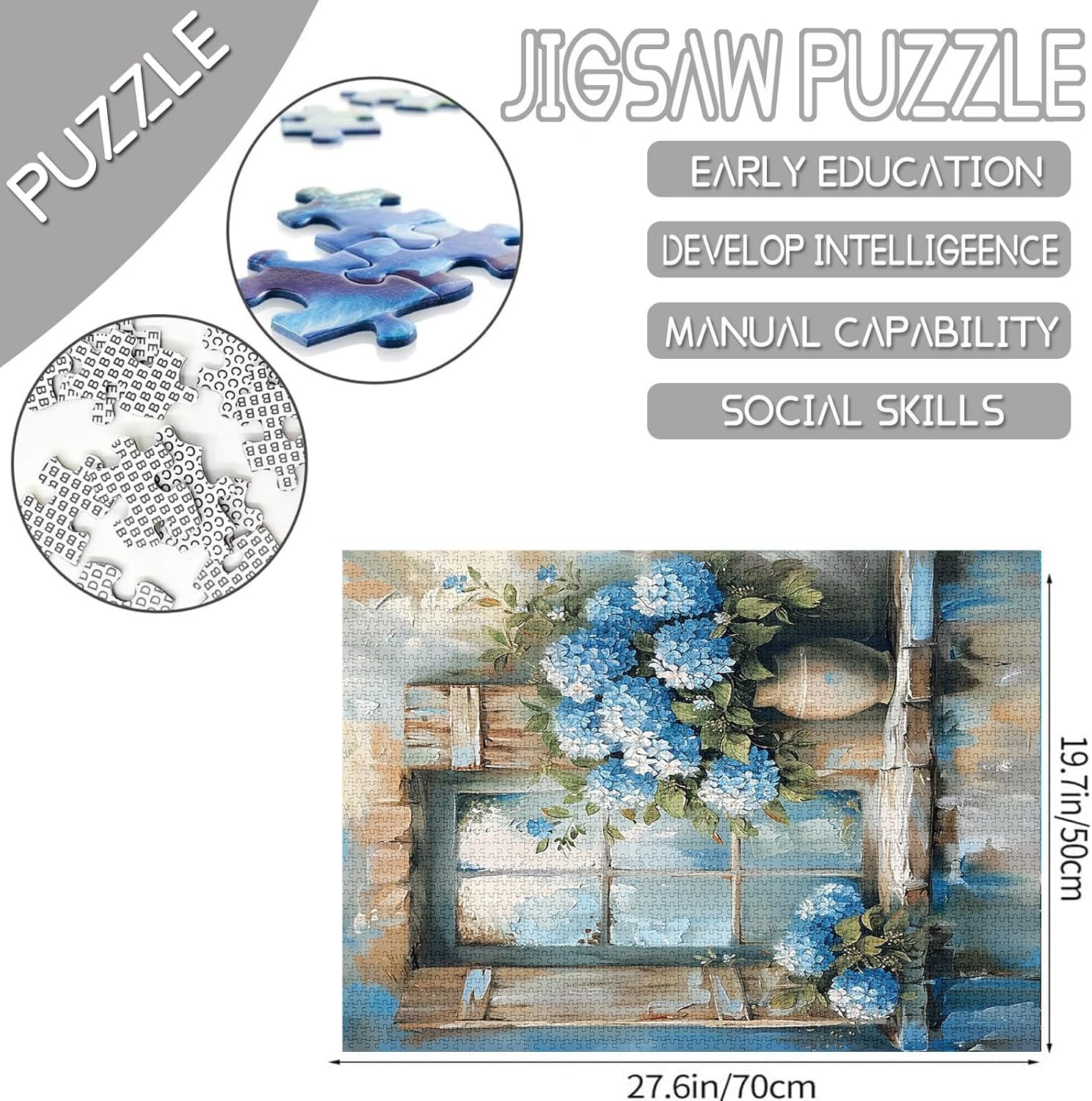 tucocoo-jigsaw-puzzles-hydrangea-rustic-window-puzzle-1000-teile-blumen image 4