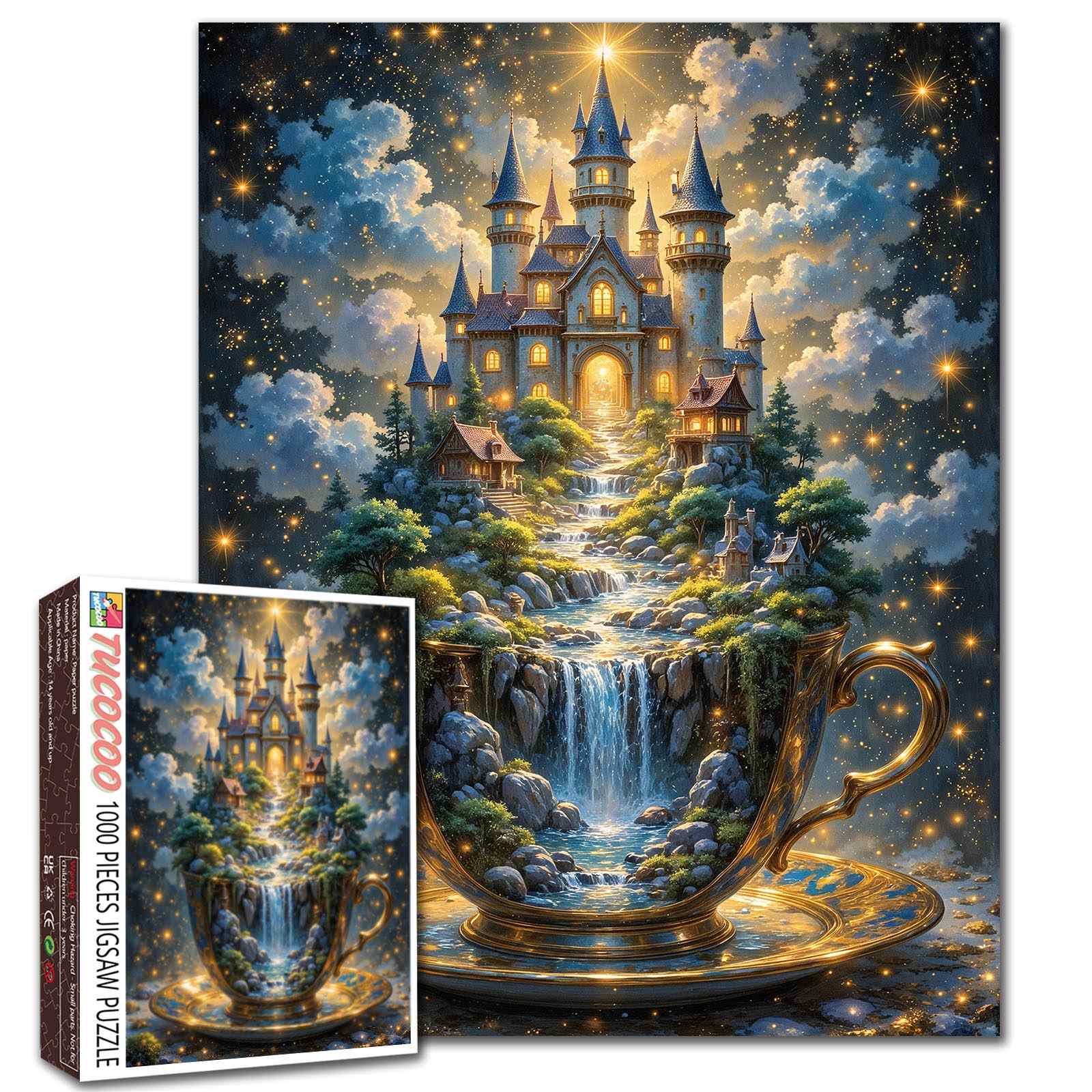 tucocoo-fantasy-teacup-castle-puzzle-1000-teile-nachthimmel image 1