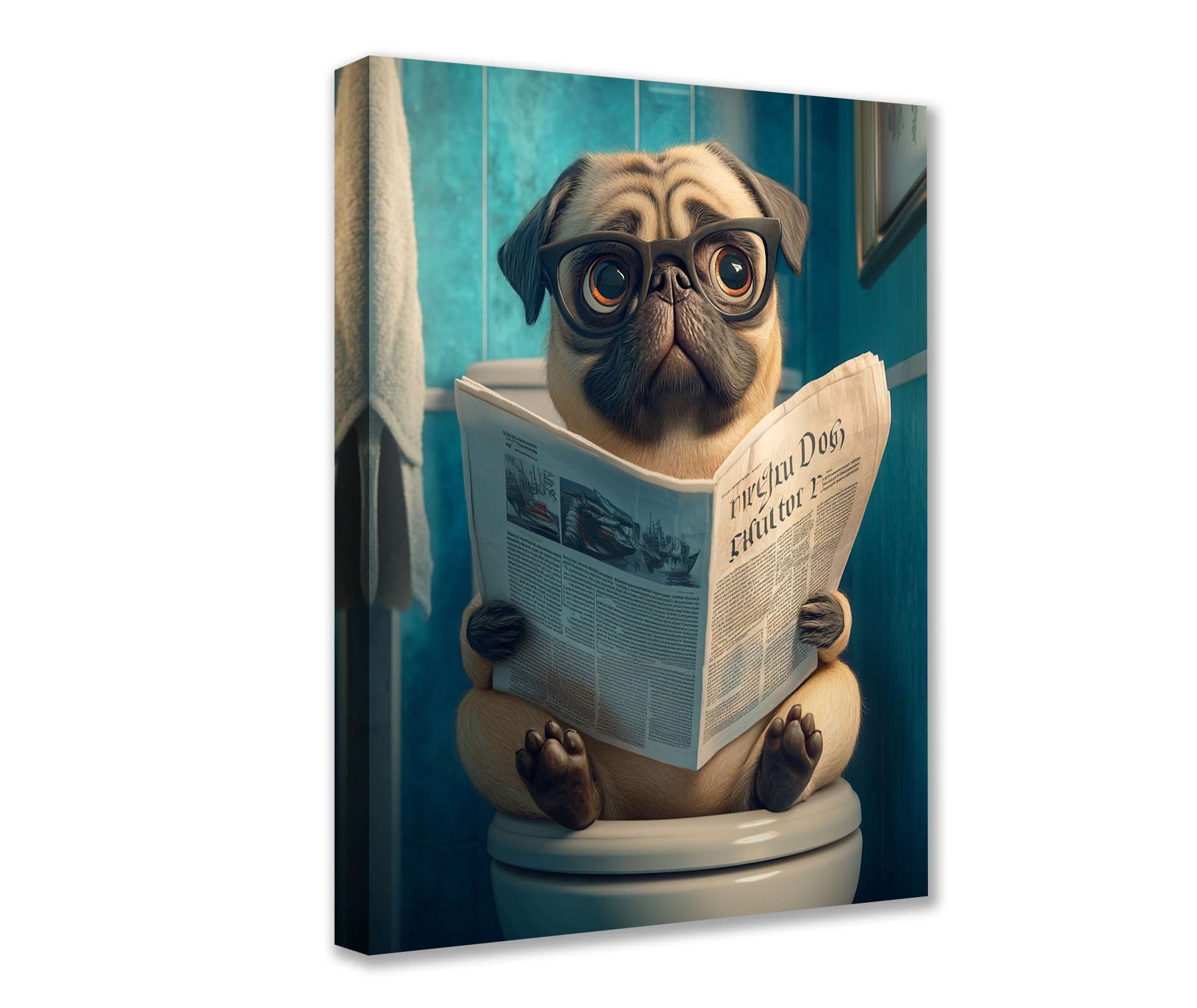tucocoo-pug-zeitung-leinwandbild-30x40-mops-ungerahmt image 1