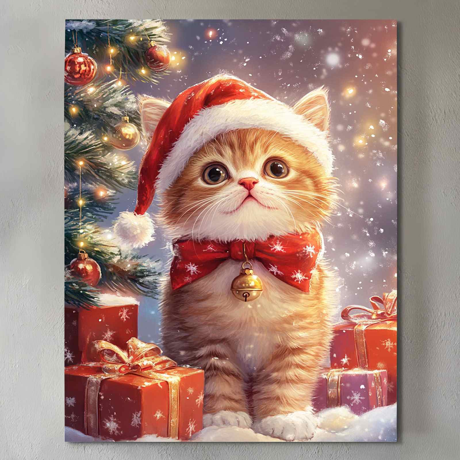 tucocoo-christmas-kitten-with-santa-hat-leinwandbild-30x40-gerahmt image 2