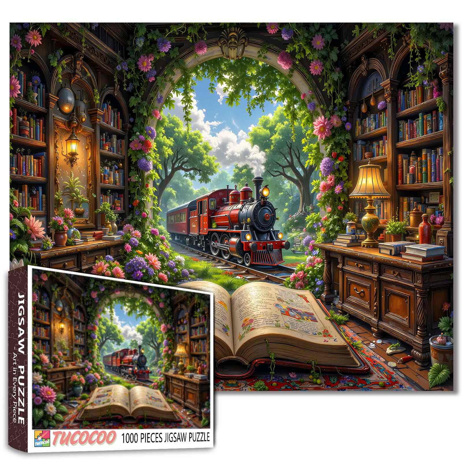 tucocoo-storybook-train-library-puzzle-1000-teile-zug image 1