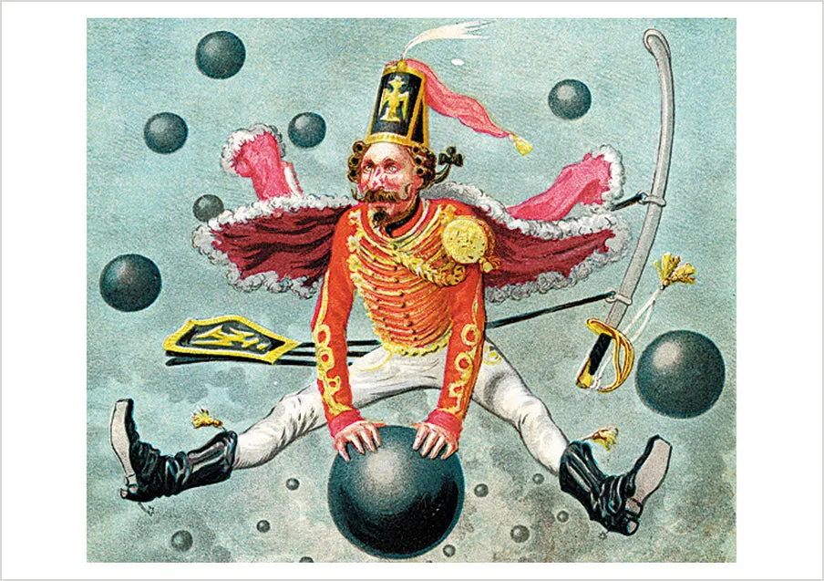 pomegranate-postcards-baron-m-nchhausen-postkarte-humor image 1