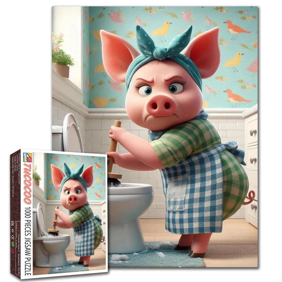 tucocoo-piglet-bathroom-puzzle-1000-teile-ferkel image 1