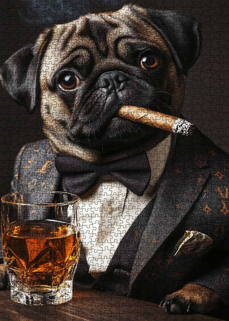 tucocoo-pug-in-tuxedo-with-cigar-puzzle-1000-teile-mops image 2