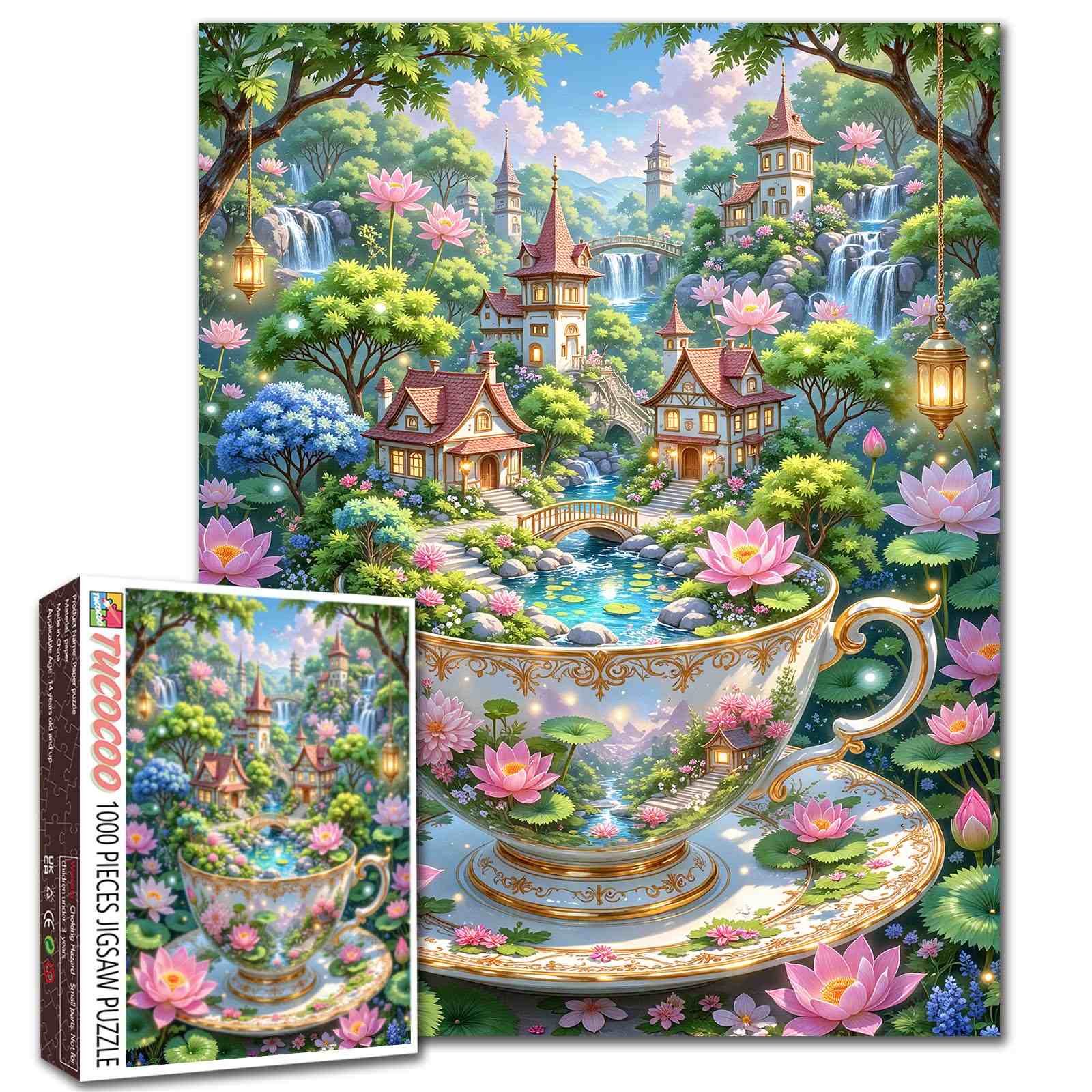 tucocoo-enchanted-teacup-garden-village-puzzle-1000-teile-dorf image 1