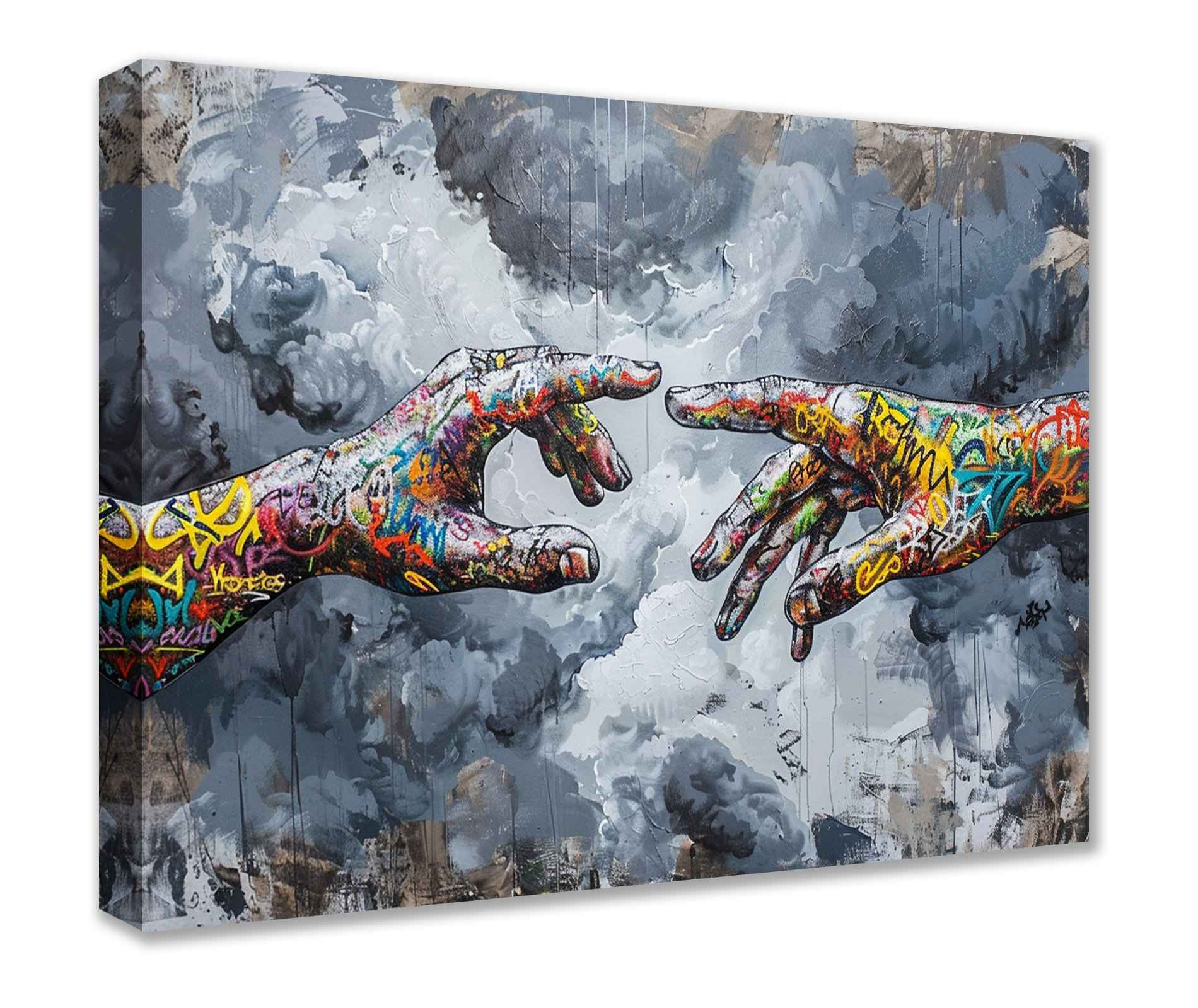 tucocoo-canvas-wall-art-graffiti-creation-hands-leinwandbild-30x40-gerahmt image 1