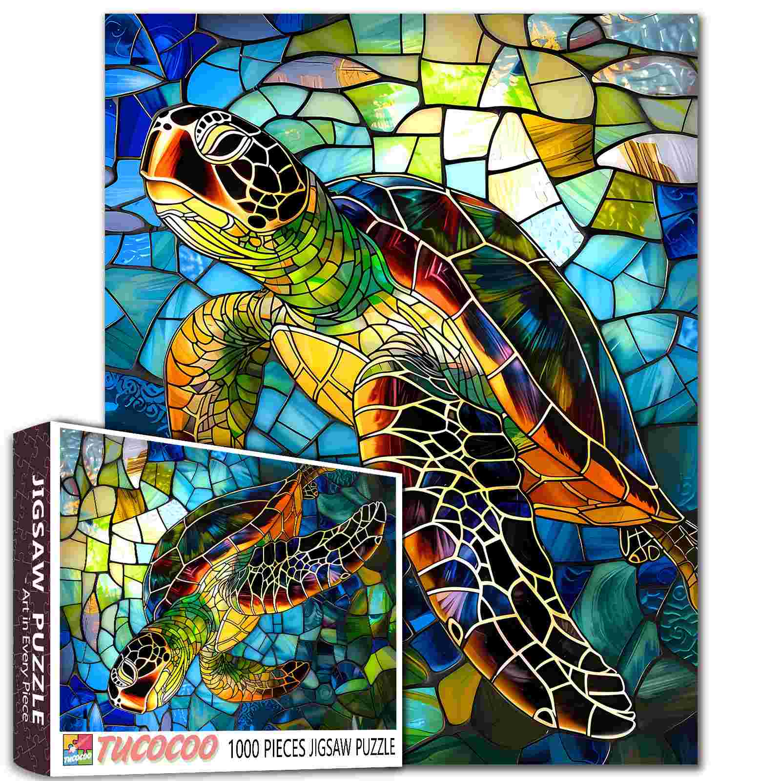 tucocoo-sea-turtle-stained-glass-puzzle-1000-teile-schildkr-te image 1