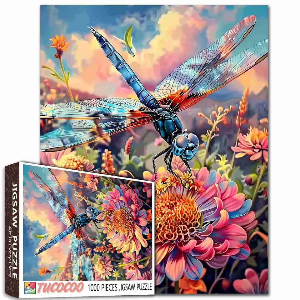 tucocoo-dragonfly-over-wild-blooms-puzzle-1000-teile-natur image 1