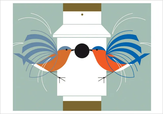 pomegranate-charley-harper-homecoming-klappkarte-vogel-blanko image 1
