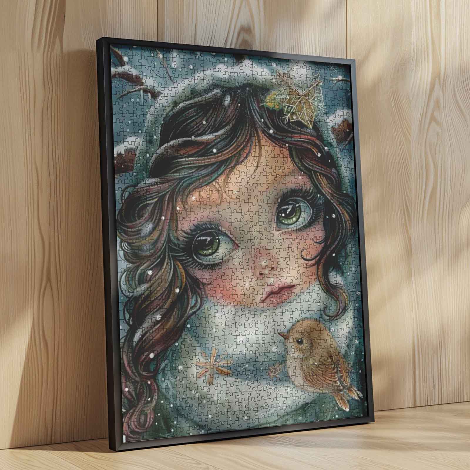 tucocoo-jigsaw-puzzles-snowy-girl-with-bird-puzzle-1000-teile-winter image 4