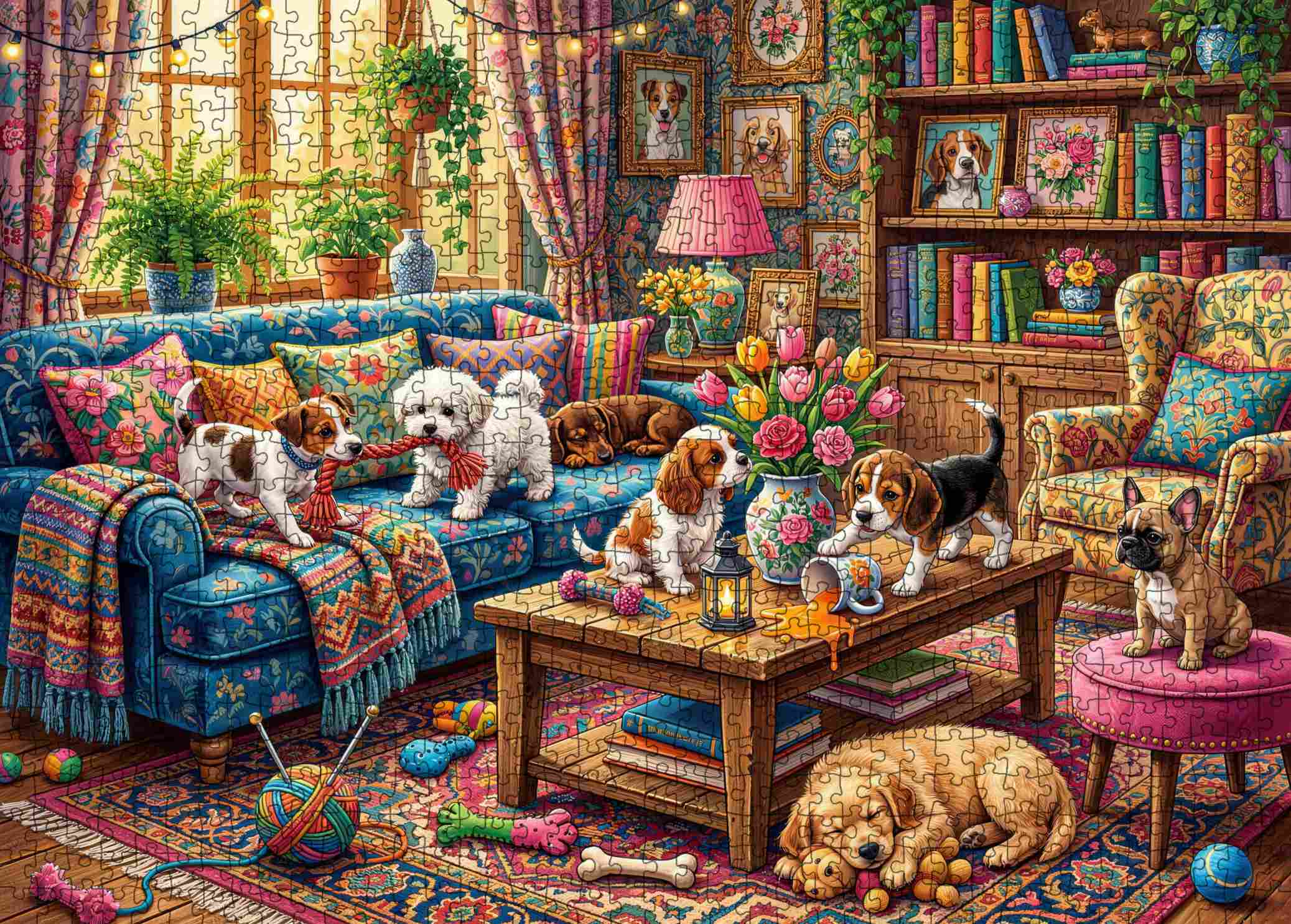 tucocoo-welpen-h-tte-puzzle-1000-teile-hunde-sofa image 2