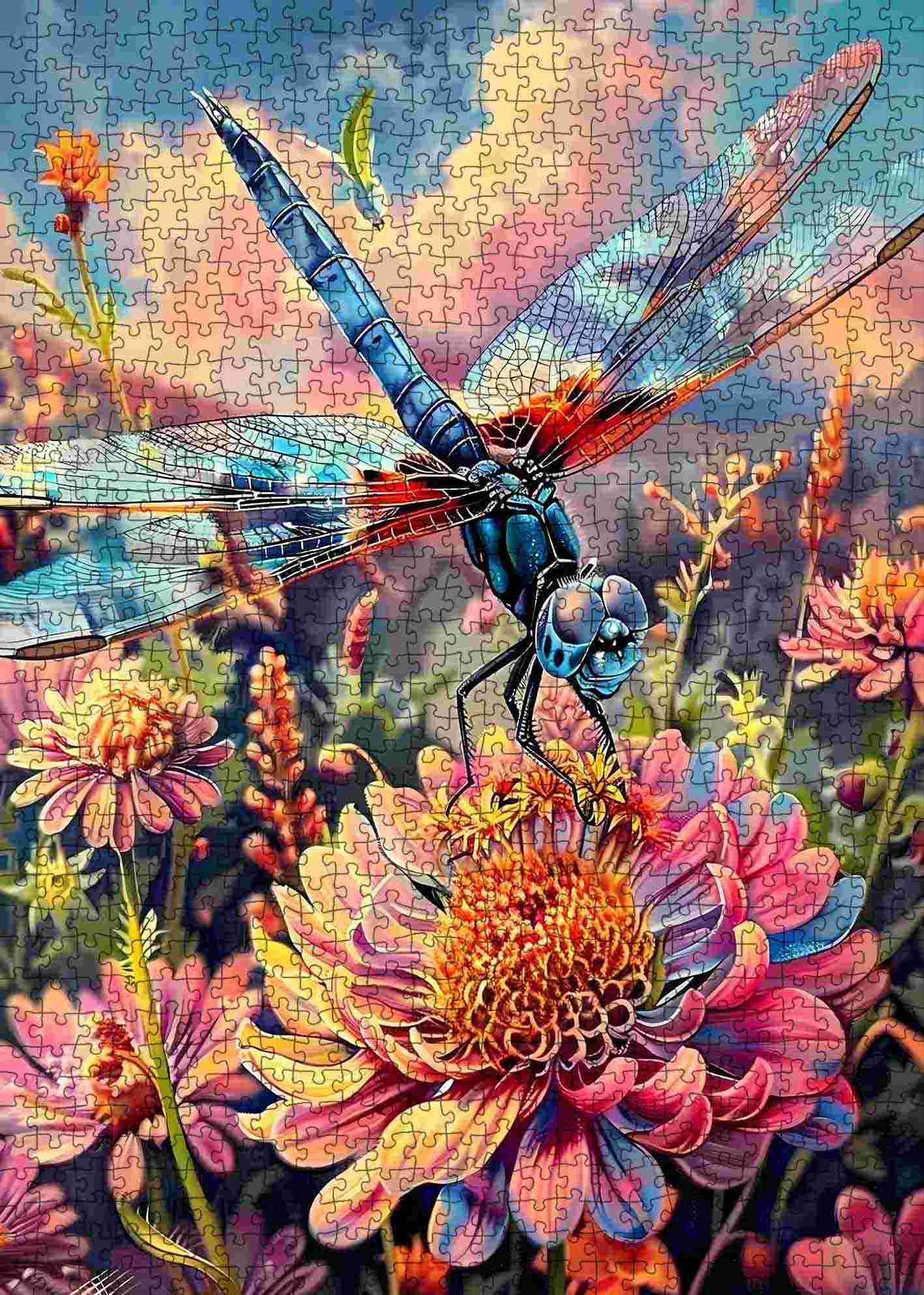 tucocoo-dragonfly-over-wild-blooms-puzzle-1000-teile-natur image 2