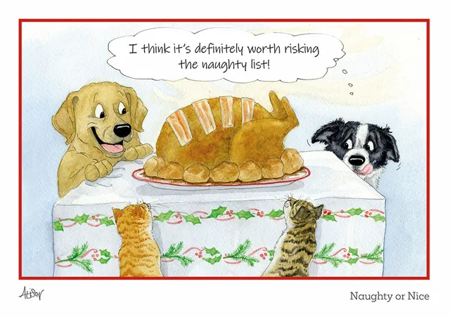 otter-house-alison-s-animals-naughty-or-nice-weihnachtskarte-humor image 1