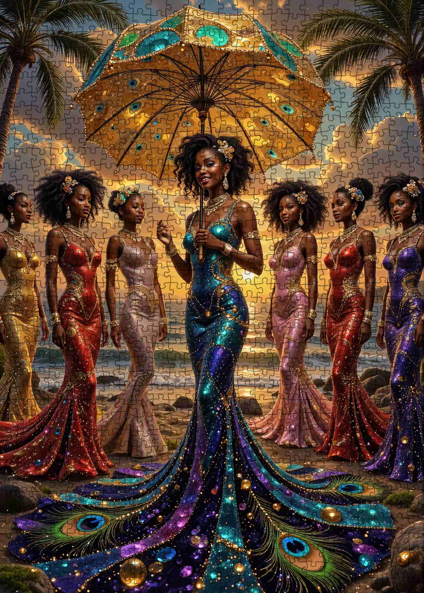tucocoo-golden-sunset-queens-puzzle-1000-teile-strand image 2
