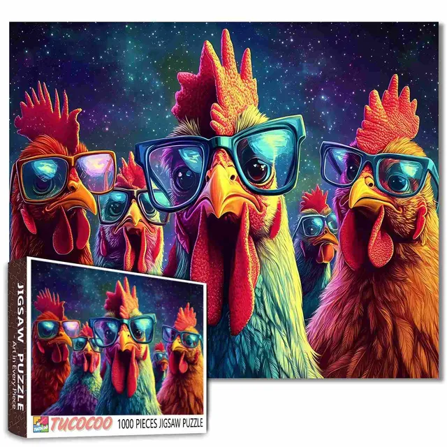 tucocoo-5-roosters-sunglasses-puzzle-1000-teile-h-hne image 1