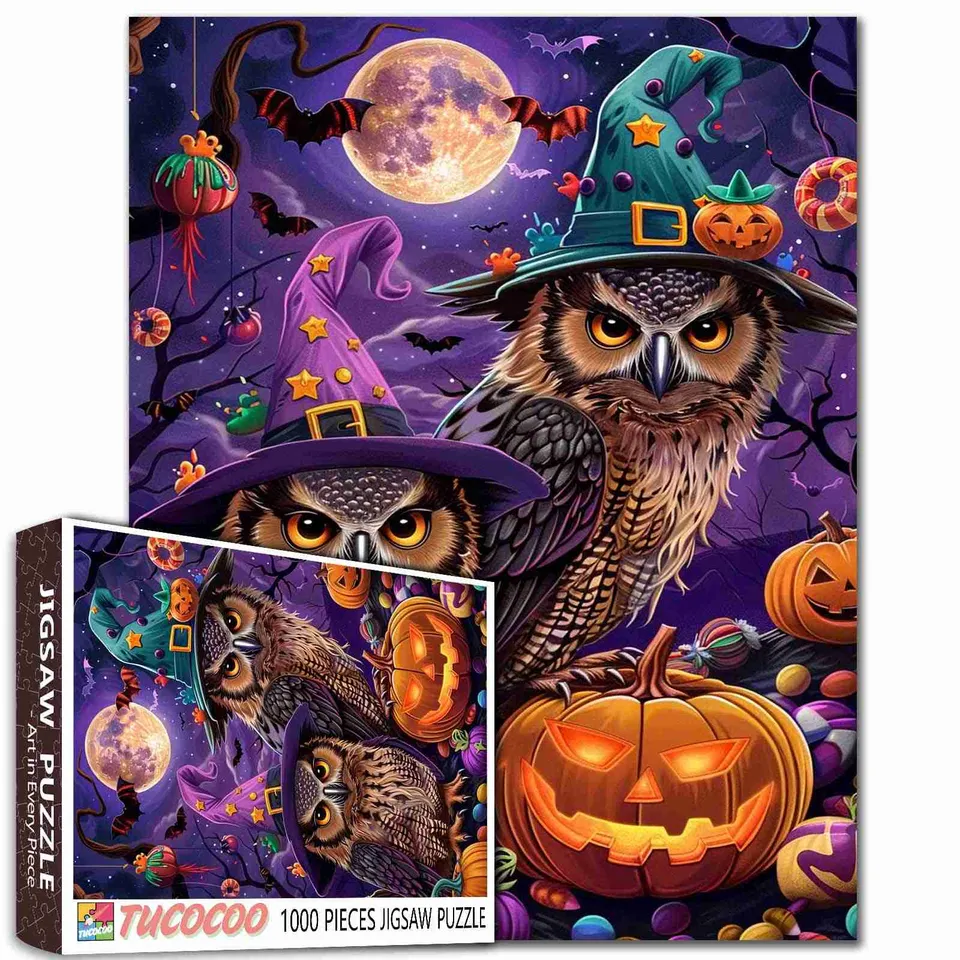 tucocoo-witch-hat-owl-puzzle-1000-teile-halloween-eule image 1
