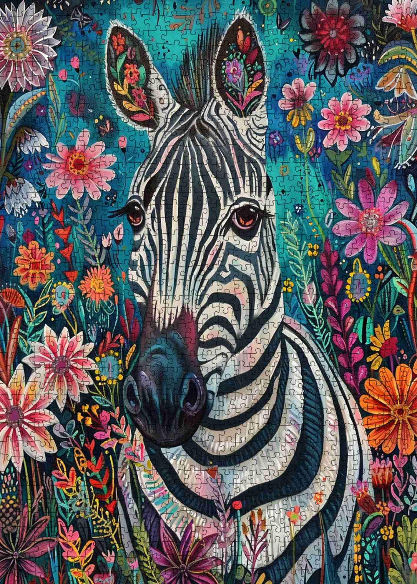 tucocoo-jigsaw-puzzles-floral-zebra-portrait-puzzle-1000-teile-tiere image 2