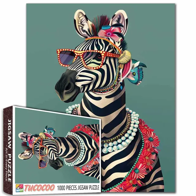 tucocoo-fashionable-zebra-puzzle-1000-teile-tierportrait image 1